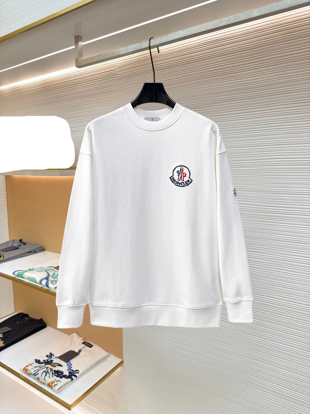 Moncler 26s Men Crewneck Sweatshirt Large Felt Logo 304851