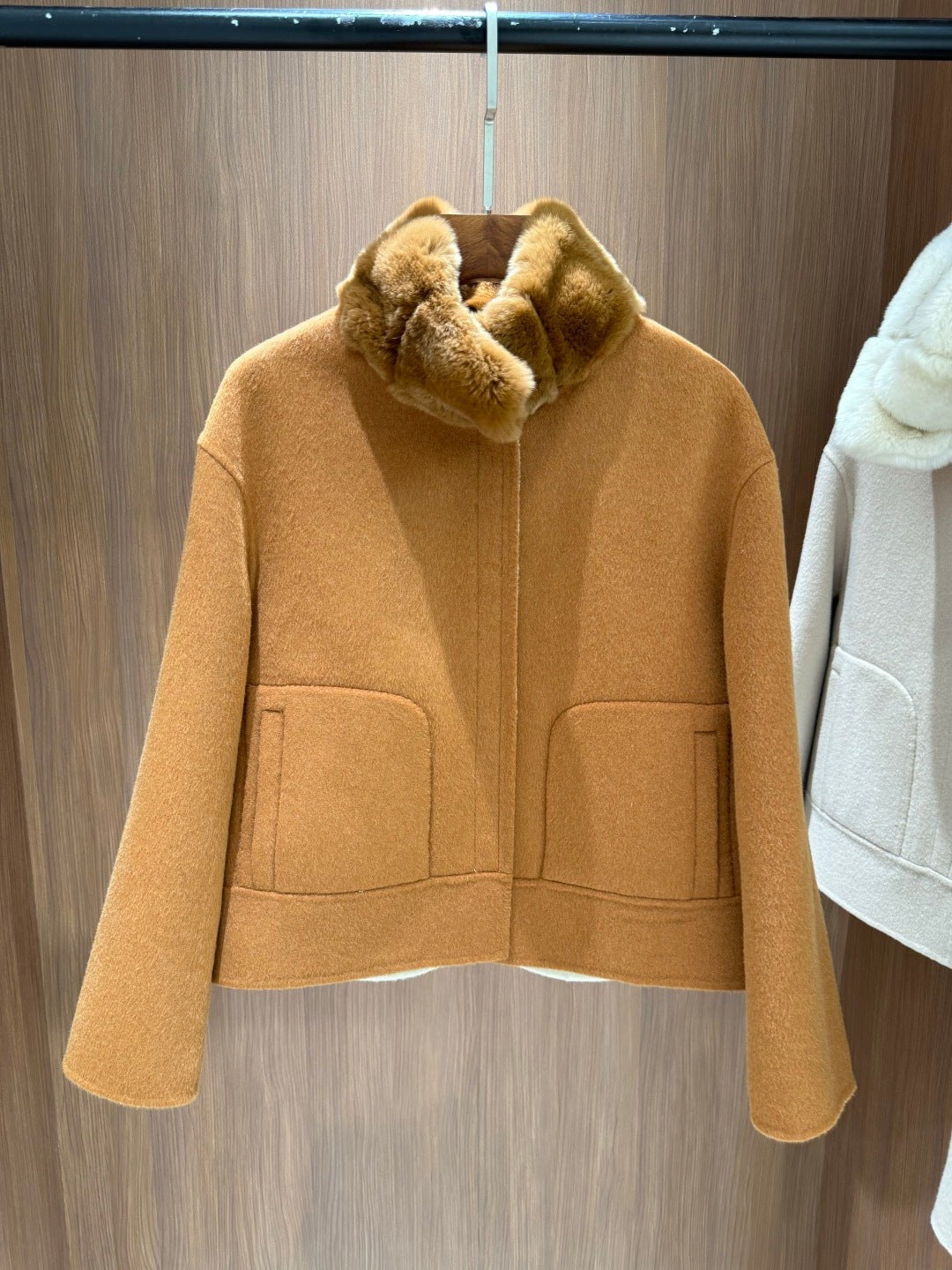 LP 26FW Cropped Blouson Jacket Rabbit Fur Collar Wool 440865