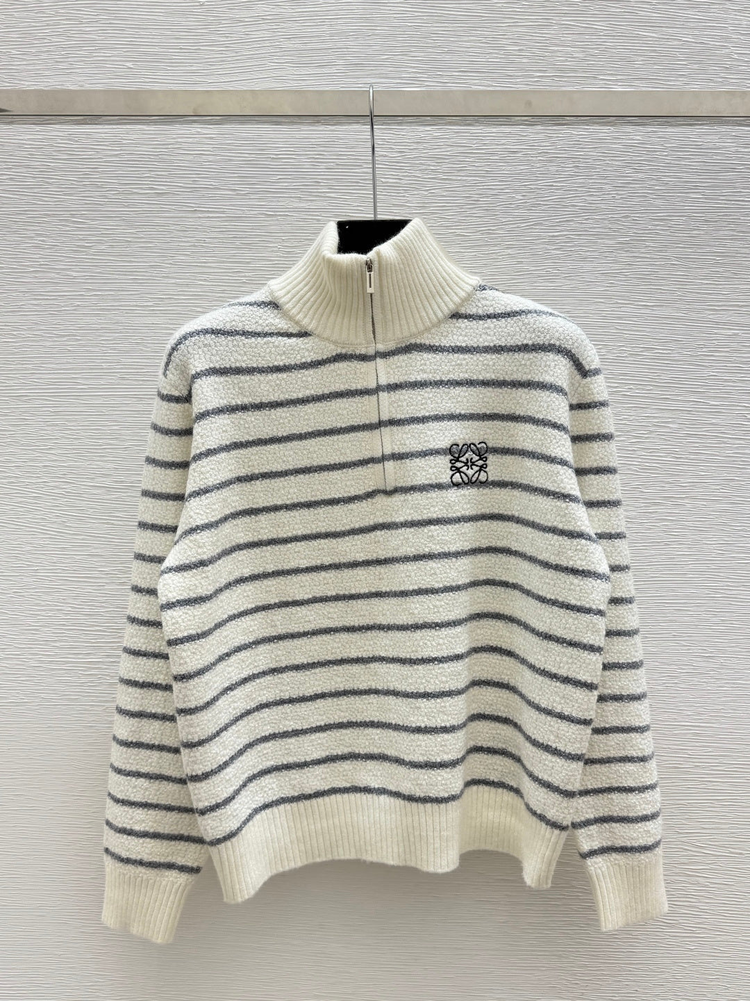 LW 26FW Striped Half-Zip Knit Sweater High Collar Chest Logo Wool 313348