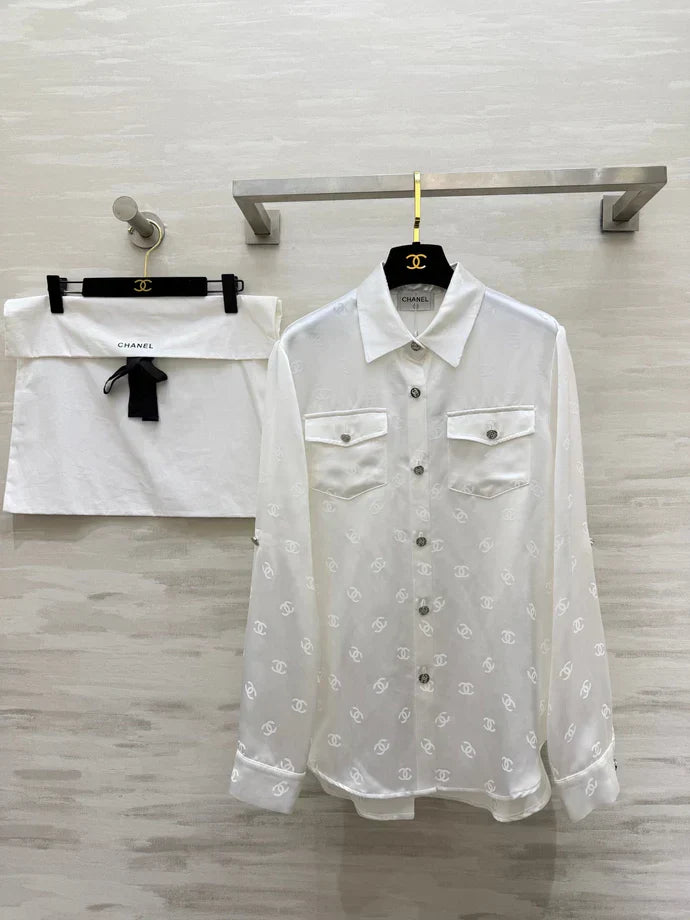 Chanel 2026 Double C Jacquard Acetate Silk Shirt 108151