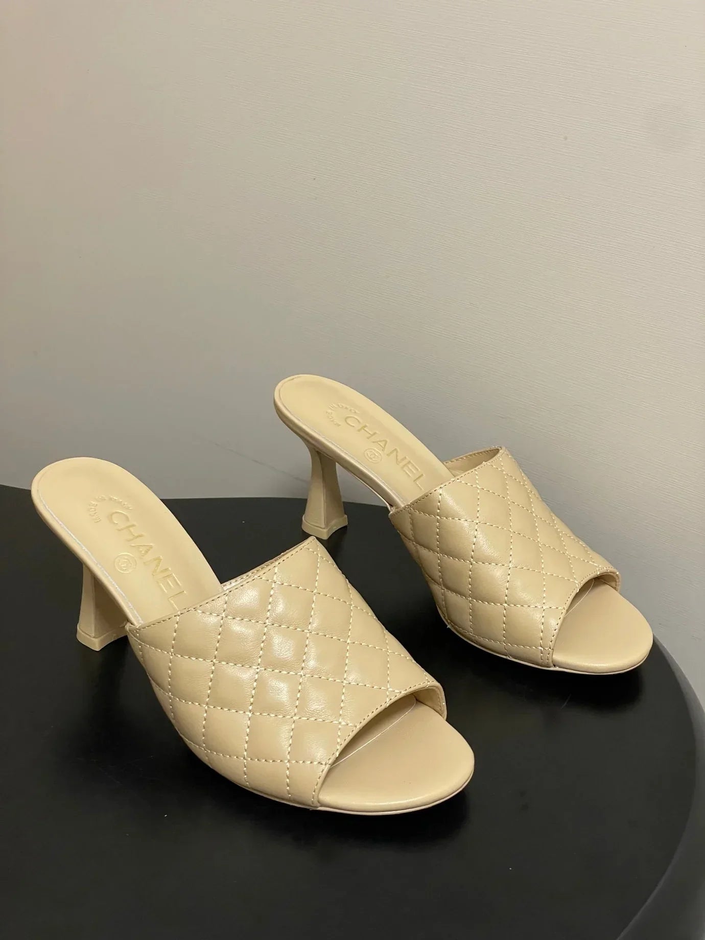 Chanel 2026 Peep-Toe High-Heeled Sandals Leather Sheepskin 834720