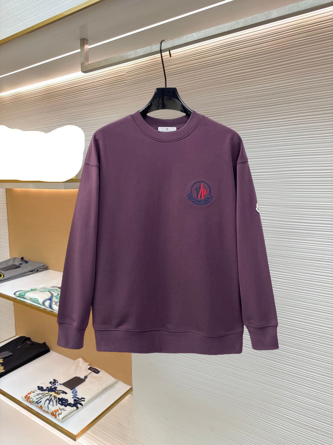 Moncler 26s Men Crewneck Sweatshirt Large Felt Logo 304851