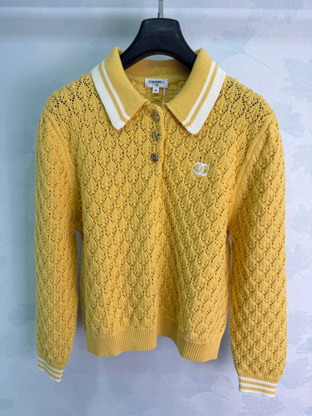Chanel 26S Openwork Knit Polo Sweater 449421