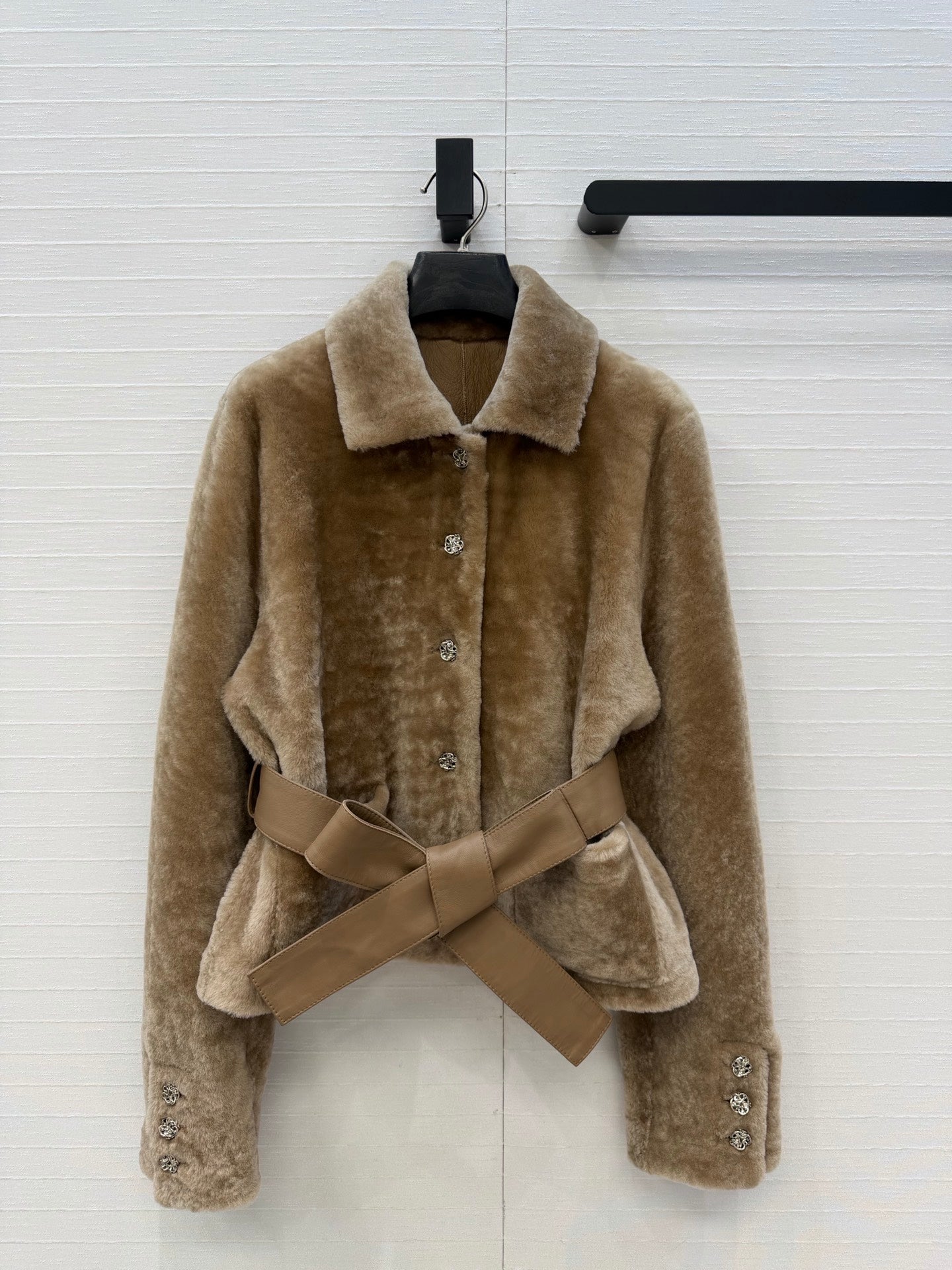 Chanel 26S Belted Shearling Jacket 440448