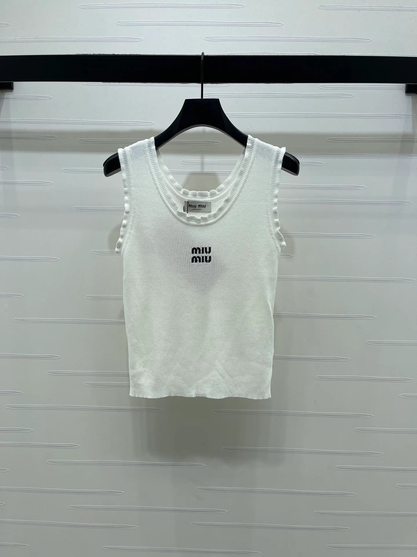 Miumiu 2026 Lace-trimmed Camisole Knit Vest Wool Tencel