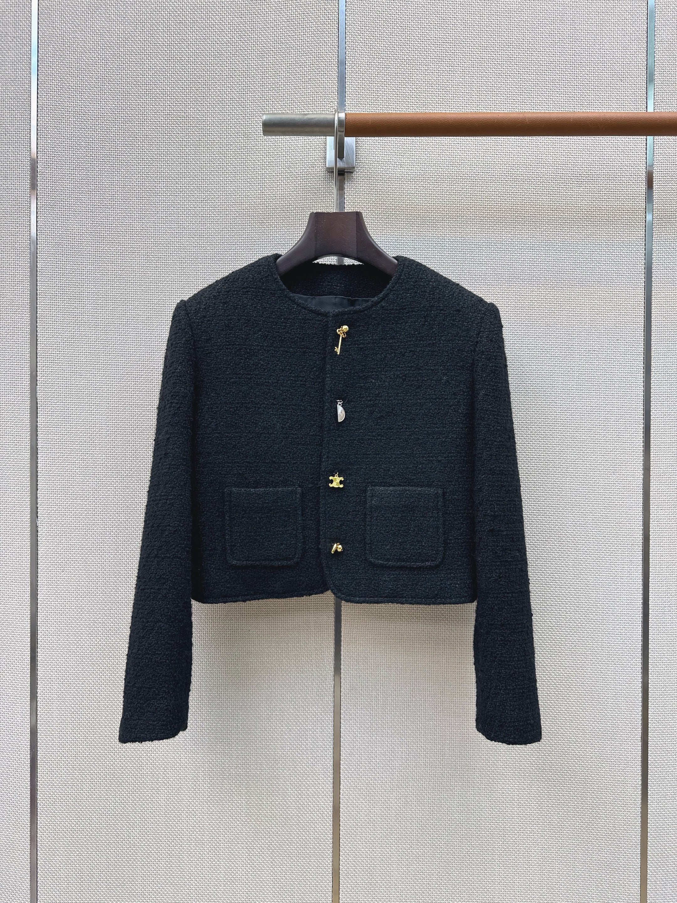 CC Cropped Tweed Jacket Wool Blend