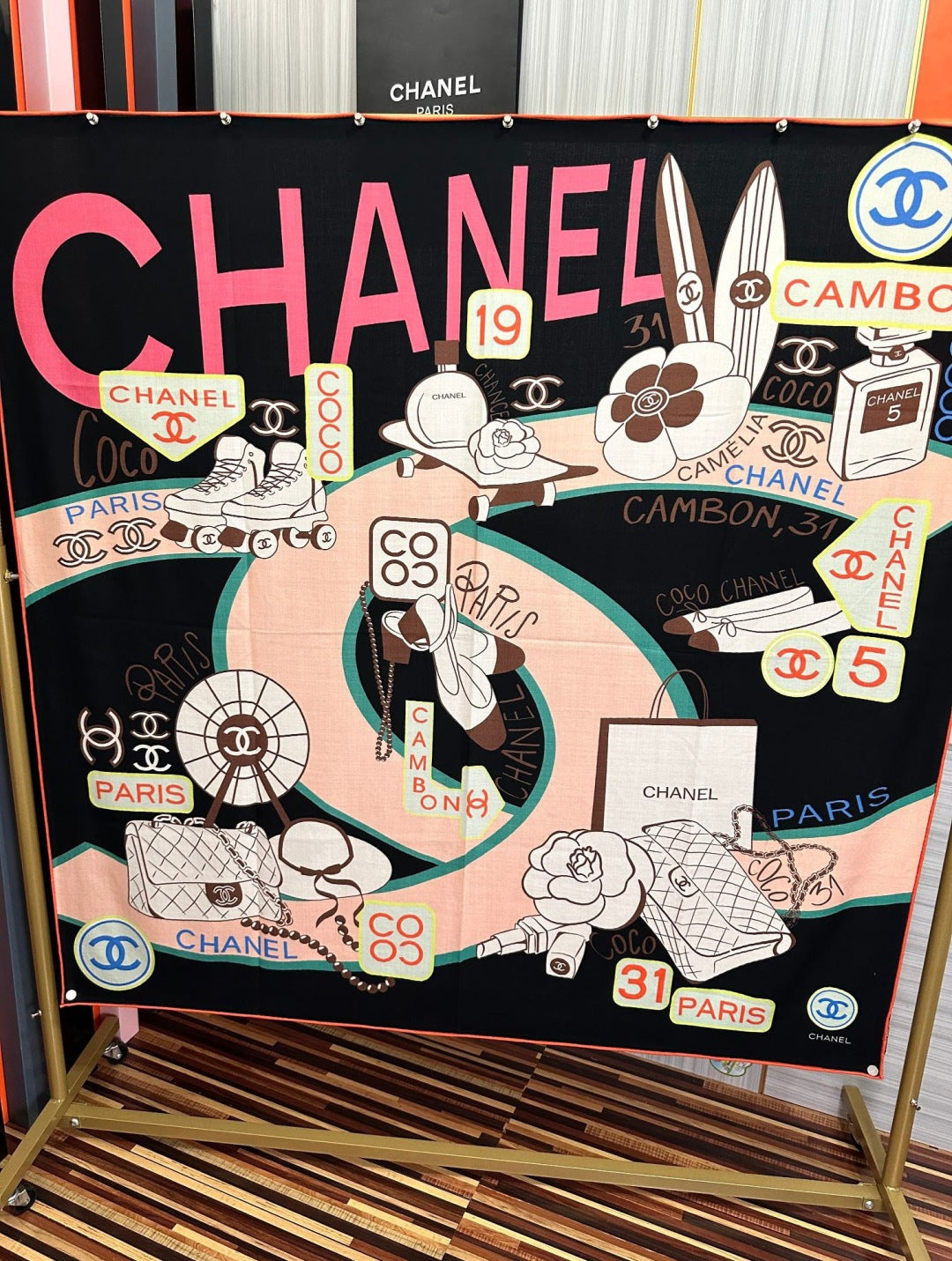CC 2026 Square Scarf 140cm Cashmere Silk 550779