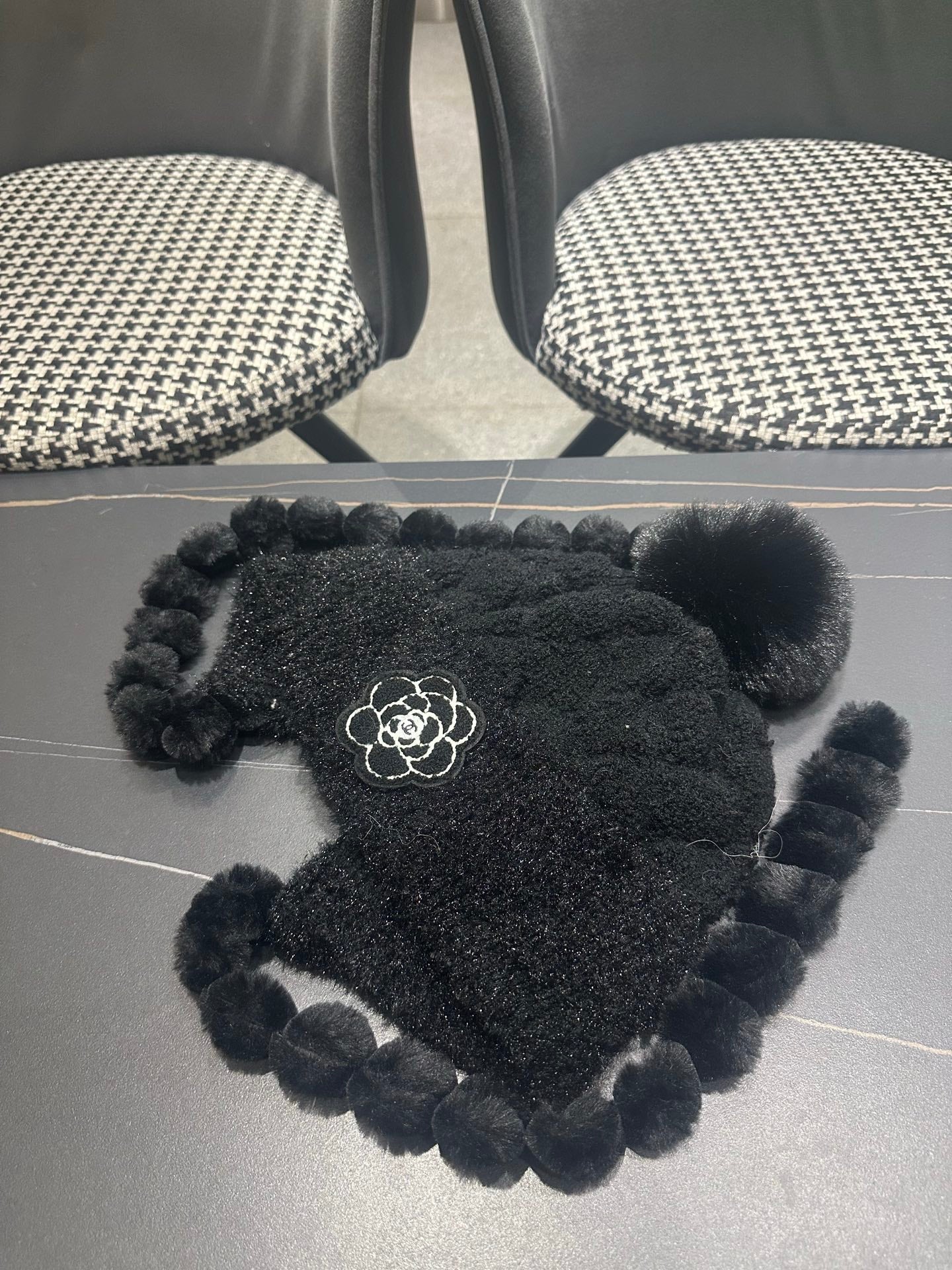 Chanel 2026 Camellia Earmuff Beanie Hat Wool 566053