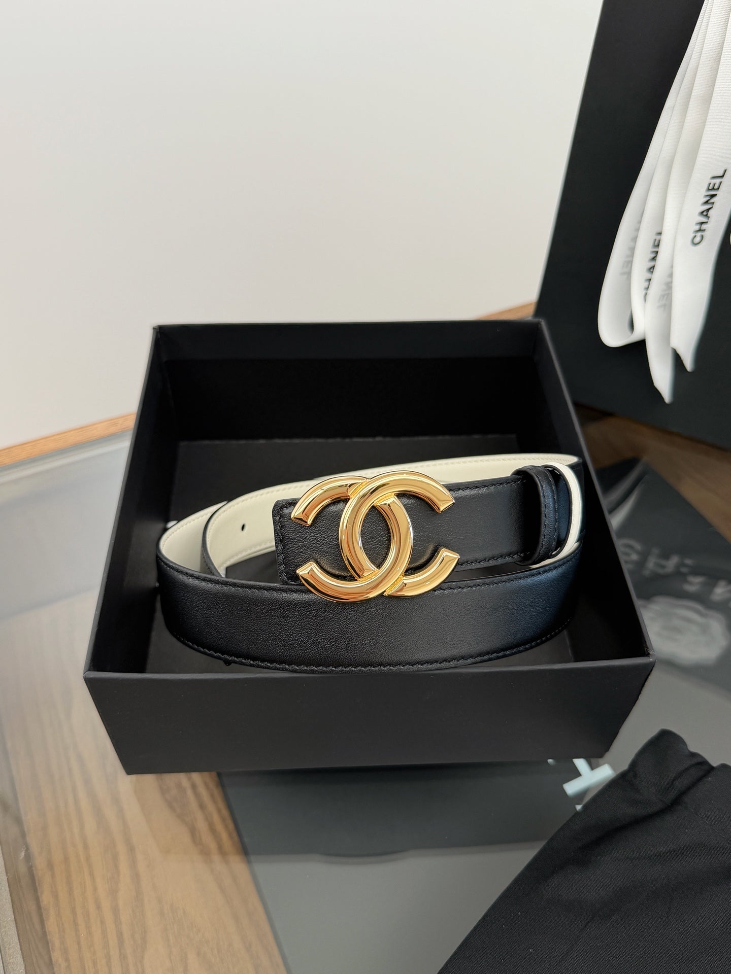 CC 26FW Reversible Belt 3cm Brass Buckle Calfskin 220714